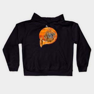 Fall French Horn Hornist Brass Musician Autumn Kids Hoodie